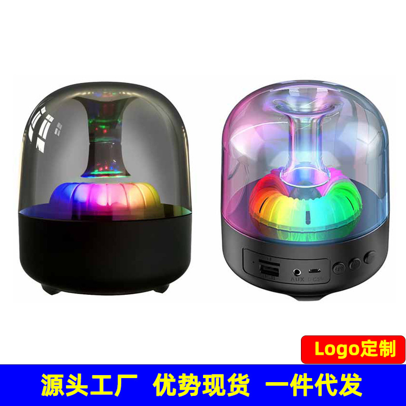 新しい色ガラスクリスタルカラフルな RGB ライトワイヤレス Bluetooth ステレオサブウーファークリエイティブギフトスピーカーお土産ギフト|undefined