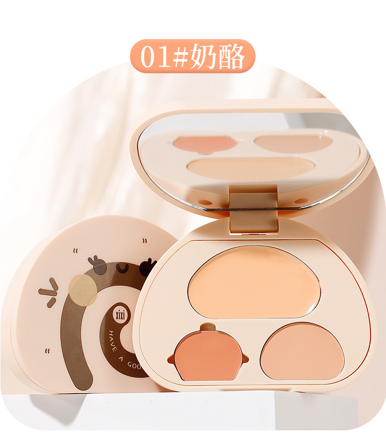 xixi Bubble Raisin Roll Three-color Concealer covers facial spots, acne marks, dark circles, tear troughs, is waterproof and does not smudge undefined