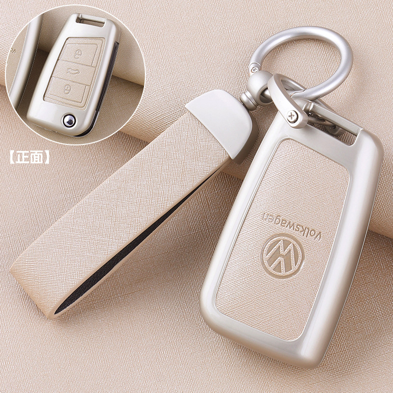 ZH 폭스바겐 모델 B [펄 크롬-베이지 가죽] 메탈 쉘 + 초승달 가죽 버클