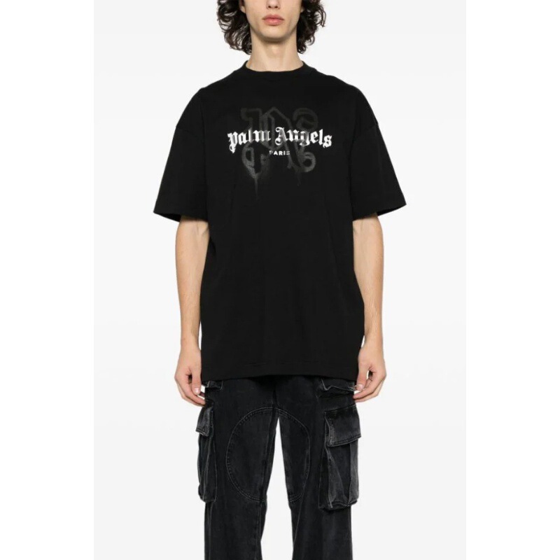 Palm Angels Palm Angel Pa Graffiti Spray Letter Print Short-Sleeved American Casual Fashion Brand T-Shirt Men's Summer