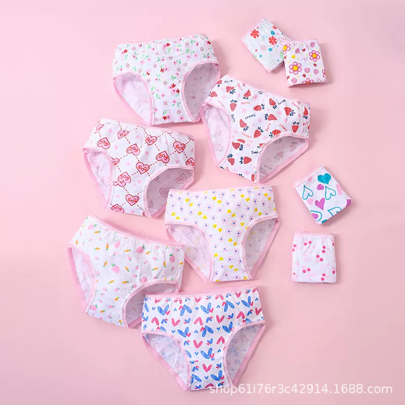 跨境全棉外贸儿童内裤100%棉跨境小童三角裤女孩亚马逊爆款内裤女