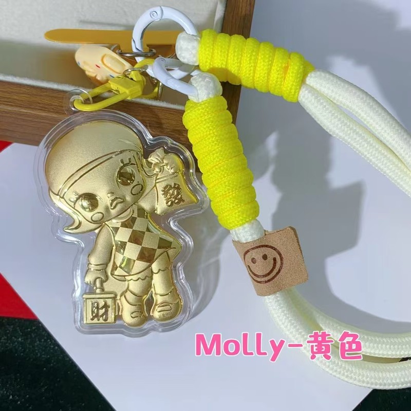 新款含金泡泡玛特拉布布手机挂绳发财Molly公仔钥匙扣包挂件批发|undefined