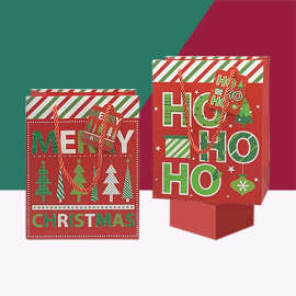 圣诞节礼品盒手提方形袋礼品袋纸袋包装盒空盒开窗礼物袋日用百货