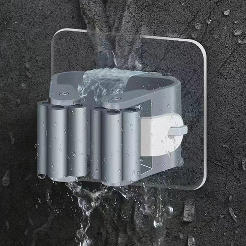 Magnetic Push-in Mop Holder Wall Mount without Drilling, Mop Wall Rack, Bathroom and Shower Room Storage Shelf