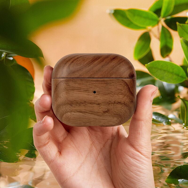 Suitable for 5Th Generation Apple Earphone Cases, Walnut Solid Wood Earphone Protective Case, AirPods 4Th Generation Bluetooth Earphone Protective Case