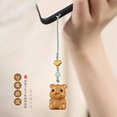 卡通治癒萌掛件皮卡丘爛漫少女系列創意手機鏈/鑰匙扣百搭檀木飾