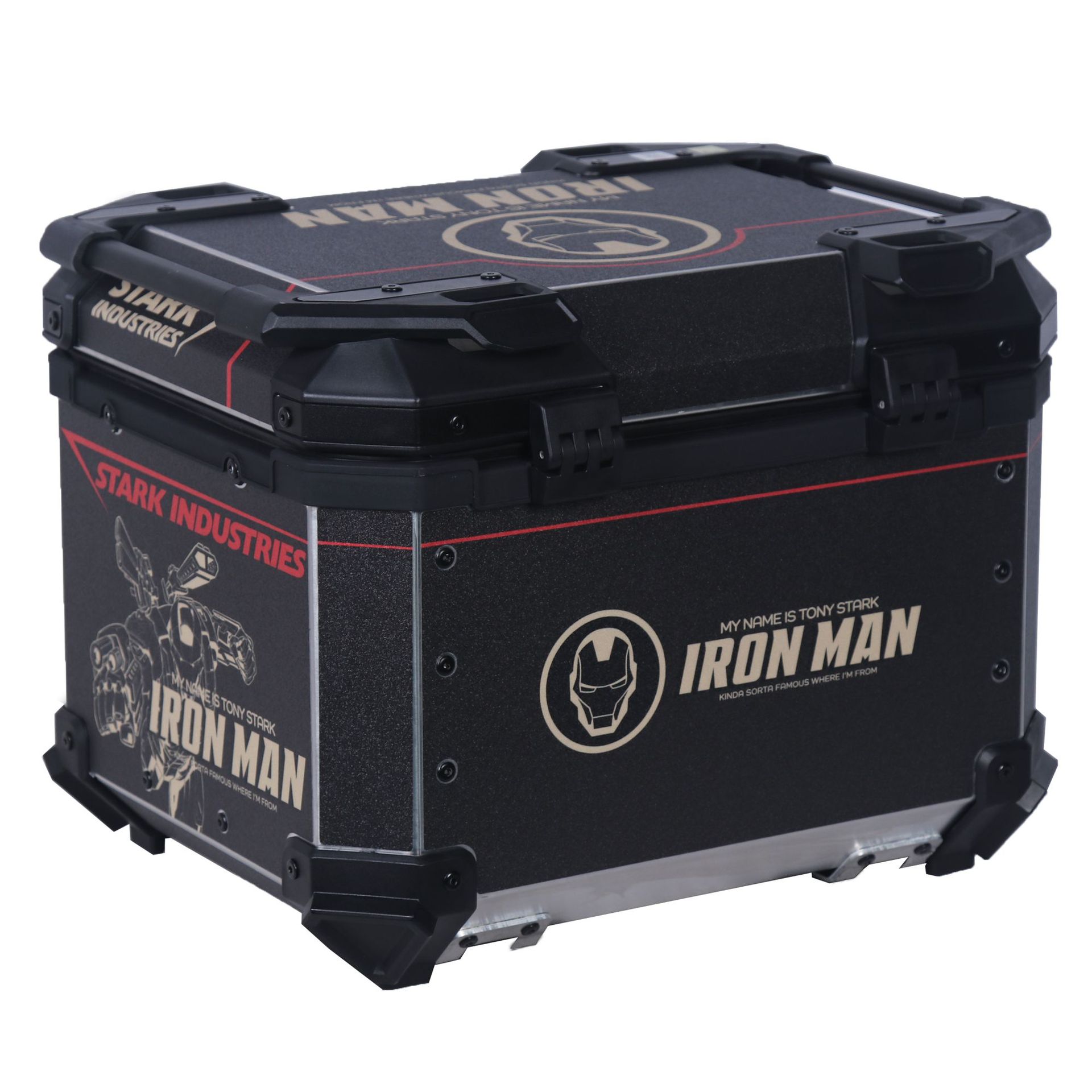 Iron Man motocicleta impermeable reserva maleta de ternero coche eléctrico aluminio cola caja de almacenamiento de gran capacidad