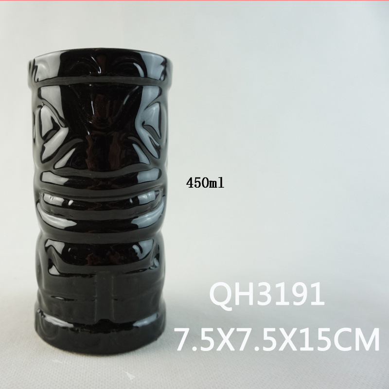 Taza de cerámica hawaiana cuidadosamente seleccionada Taza de cóctel creativa TIKI Taza de agua en relieve Tic Cup Zombie Face