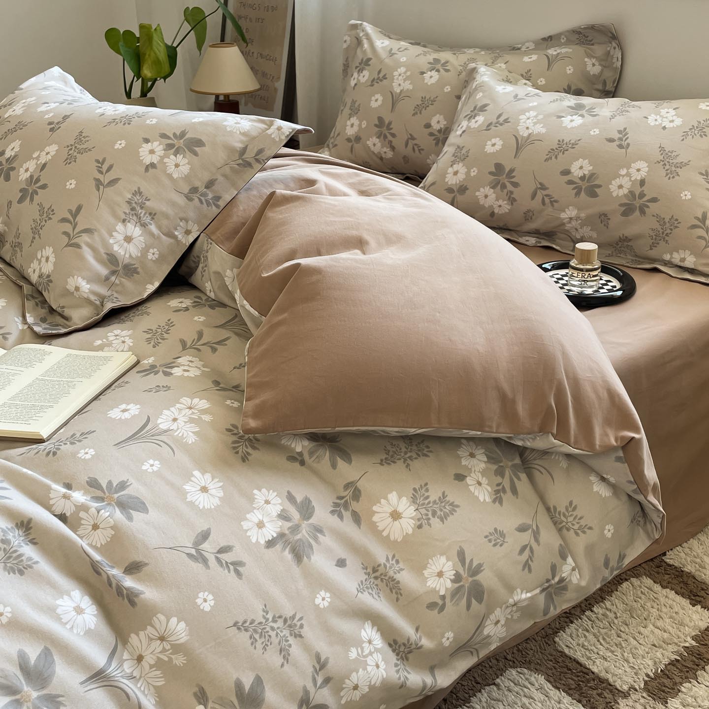 Algodón grueso de cuatro piezas, sábanas de algodón lavado con agua, dormitorios de estudiantes, tres piezas