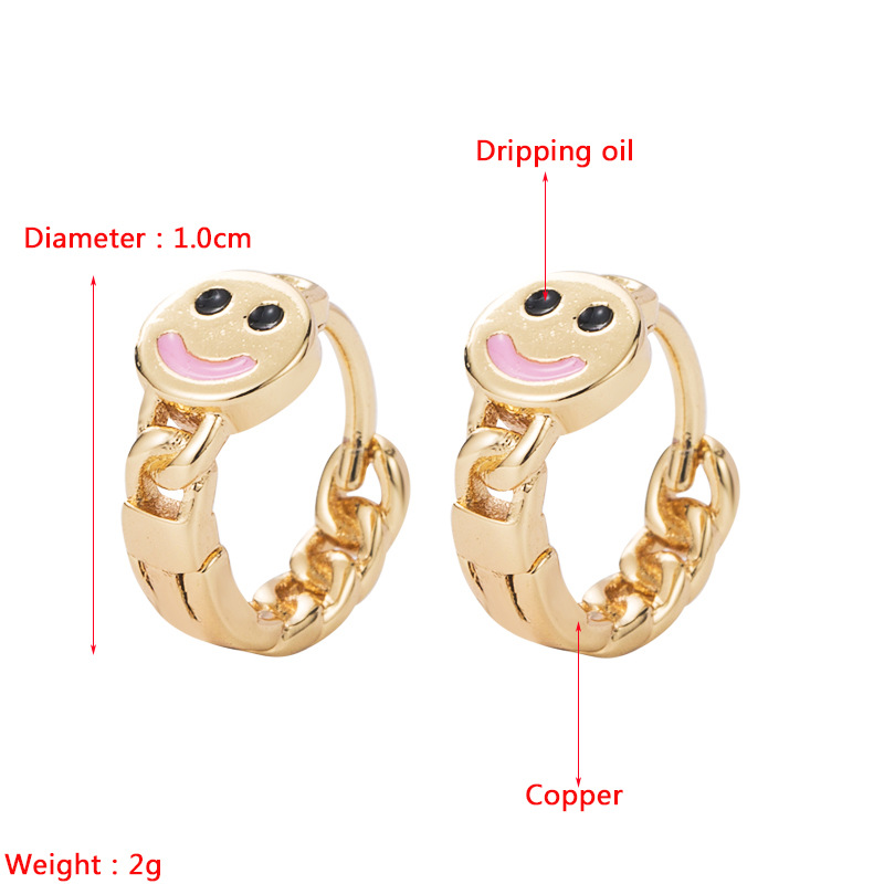 vintage fashion circle smiley geometric copper inlaid zircon earringspicture1