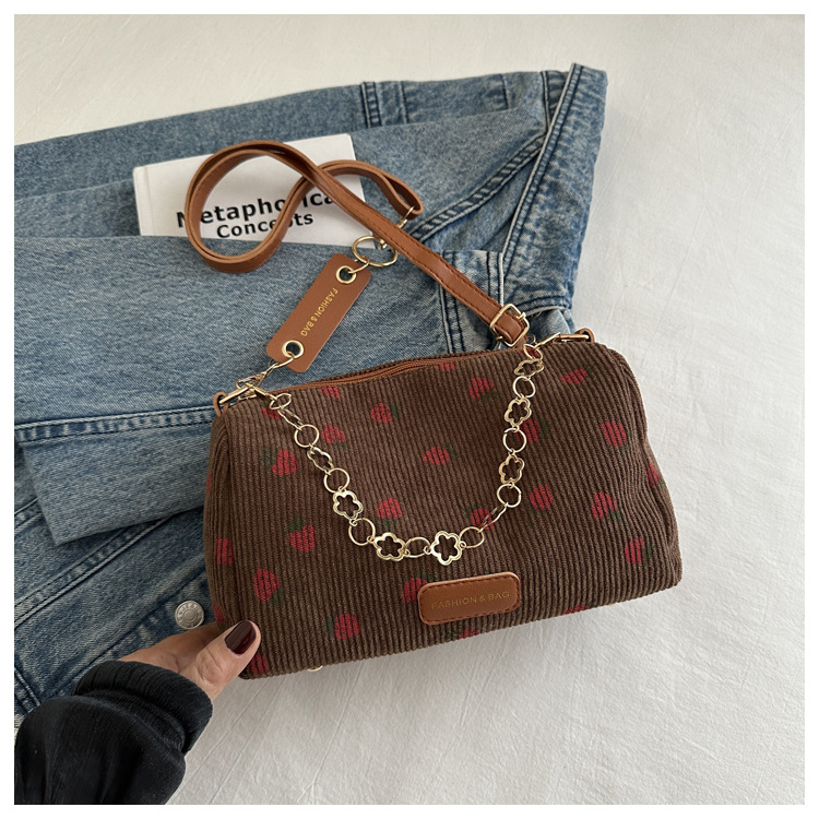 Korean version Instagram fashion cute girl pillow bag 2024 summer new simple casual corduroy single shoulder diagonal_voghion.com