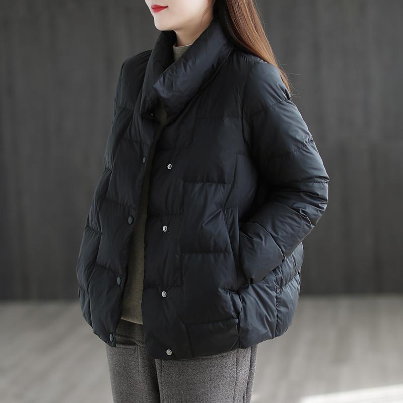 Spring and Winter White Duck down Short down Jacket for Women, New Stylish Stand Collar Puffer Coat for Petite Figures, Loose and Warm