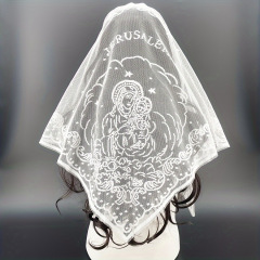 クロスボーダーの人気レースの透かし彫りの純色の三角のショールの女性のマフラーの聖母の刺繍の単色の通気性のスカーフの卸売り
