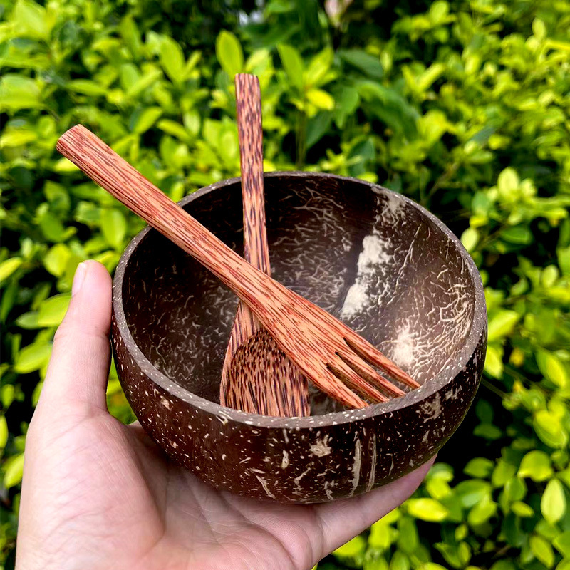 东南亚越南椰子碗天然椰子木勺子椰壳碗酸奶碗沙拉碗冰淇淋碗木碗