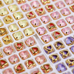 ✅ [Double 12 New Style] Love-Shaped Mocha Hand-Sewn Diamond French Embroidery Clothing Beaded Embroidery Accessories Material Beautiful