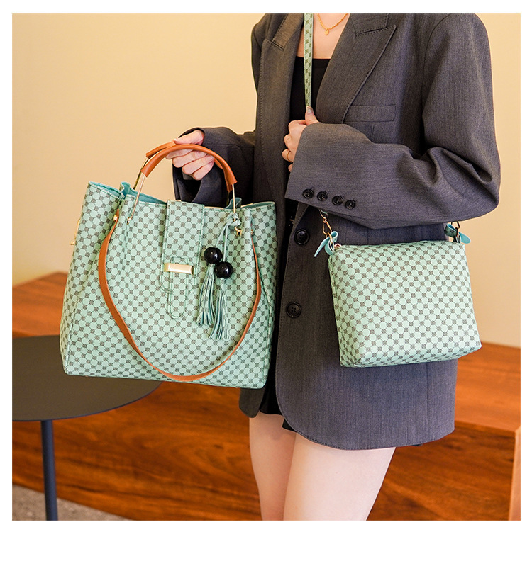 Daily, Street, Shopping Occasion Pu Leather Material Women's Large Pu Leather Round Dots Elegant Streetwear Square Zipper Bag Sets