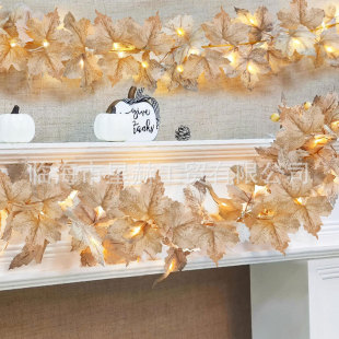 LED Light String Fabric Maple Leaf Colored Light Thanksgiving Autumn Harvest Christmas Decorative Light Maple Leaf Light String