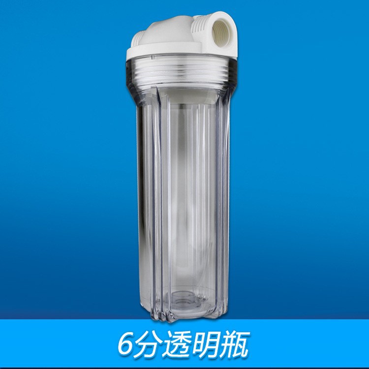 Botella de filtro transparente de 10 pulgadas 6 puntos engrosada a prueba de explosiones PP cartucho de filtro blanco purificador de agua accesorios 3/4 interfaz filtro de 5 pulgadas