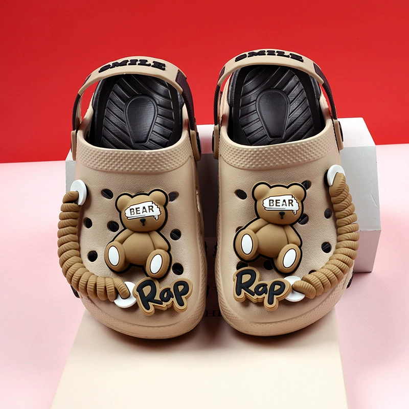 Детская обувь «крокодил», летняя верхняя одежда, повседневные уличные детские сандалии, детские тапочки Baotou с милым мультяшным медведем