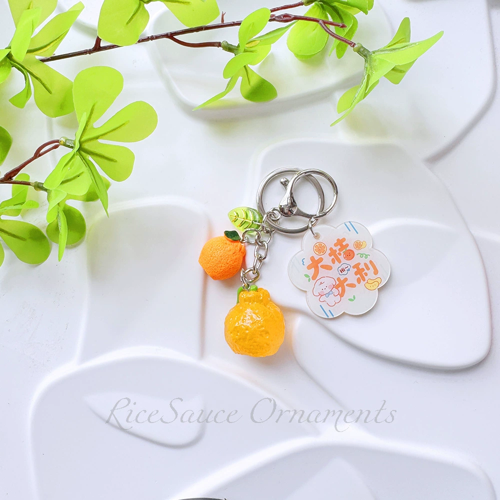 Acrylic Fruit Keychain Pendant, Cute Mini Charm with Leaf Tag, Single or Multi‑Piece Options
