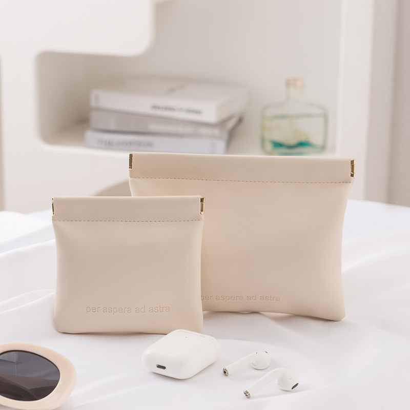 Multifuncional bolsa de almacenamiento de PU bolsa de lápiz labial impermeable bolsa de cosméticos bolsa de almacenamiento de auriculares Portátil Bolsa de almacenamiento cerrado automático