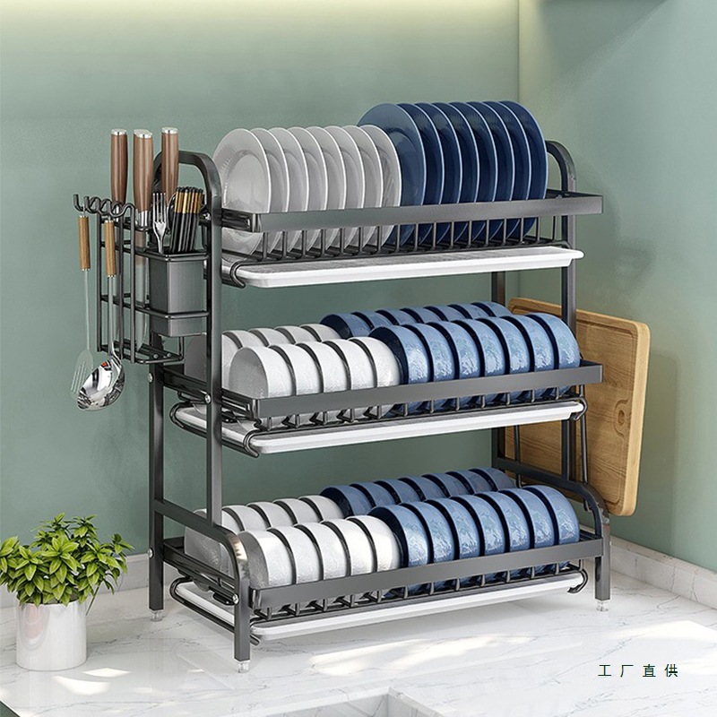 Estante de cocina Estante de almacenamiento de platos Estante de almacenamiento de platos Estante de drenaje Estante de platos multifuncional Estante de platos y palillos Caja de almacenamiento Armario