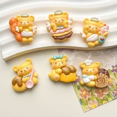 かわいいデザートバター熊樹脂アクセサリーdiyクリームヘアピンケース穴靴バックル装飾材料