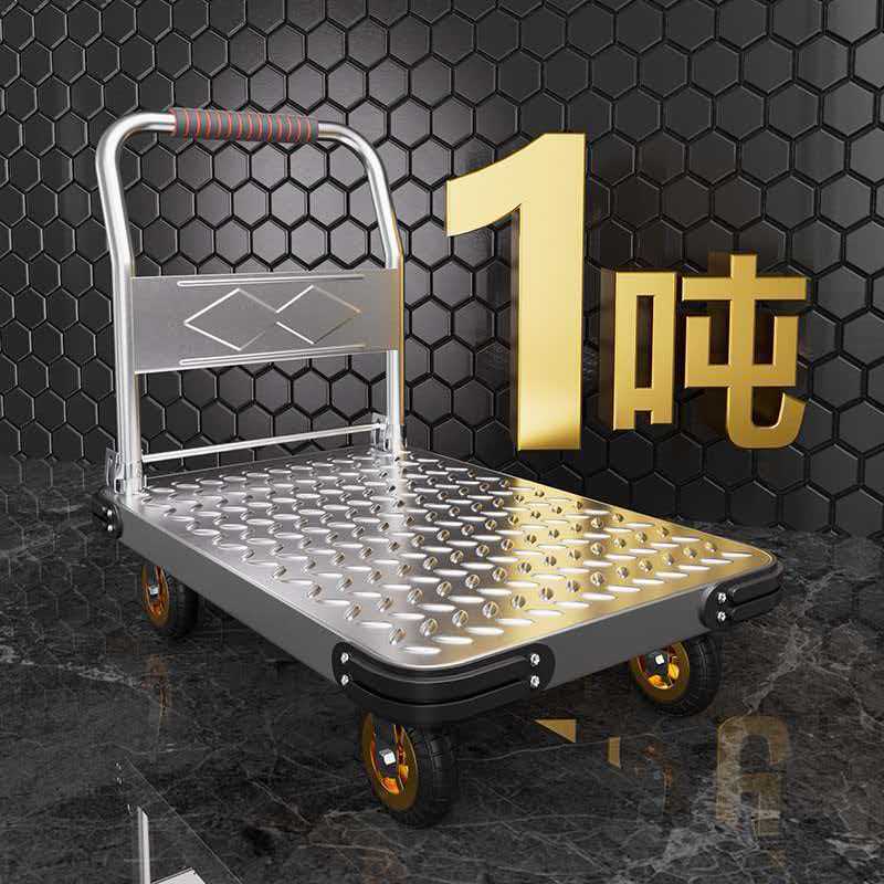 Hand truck, small cart, flatbed cart, silent and foldable, with swivel wheels, heavy-duty iron plate, and trailer Hand truck, small cart, flatbed cart, silent and foldable, with swivel wheels, heavy-duty iron plate, and trailer