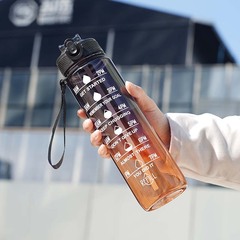 Cross-border exclusive transparent gradient water cup outdoor sports straw cup simple portable gradient large capacity water bottle scale 