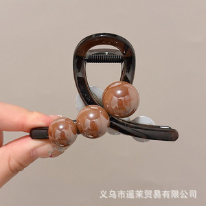 咖色磨砂抓夹女2025年新款发夹后脑勺大号发量多鲨鱼夹子发卡头饰|undefined
