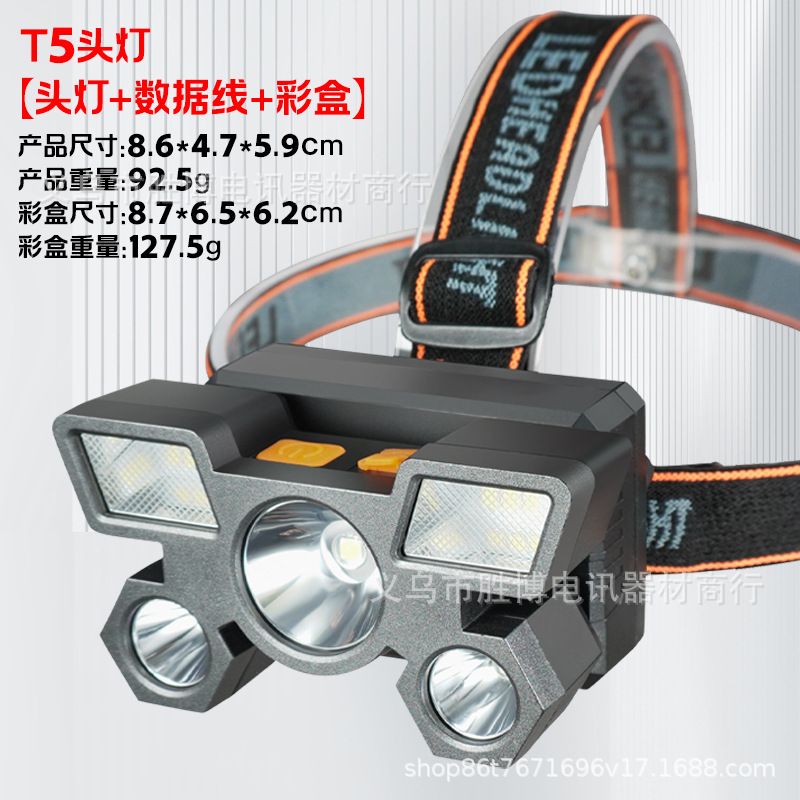 Luz LED al aire libre fuerte USB cargar linterna portátil impermeable mini lámpara de minería de largo alcance