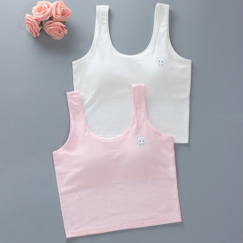 Girls vest long pure cotton children's tube top development period girl bra summer wear suspender underwear students 12
