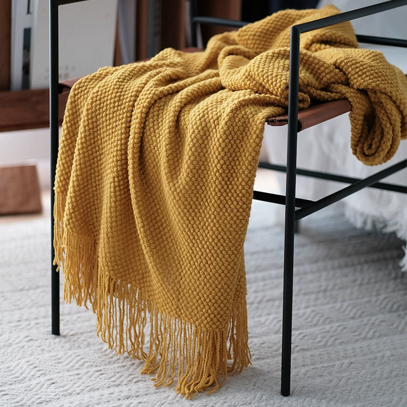 Sofa knitted duvet throw, simple elegant design, 127×180 or 127×230 cm, multicolor
