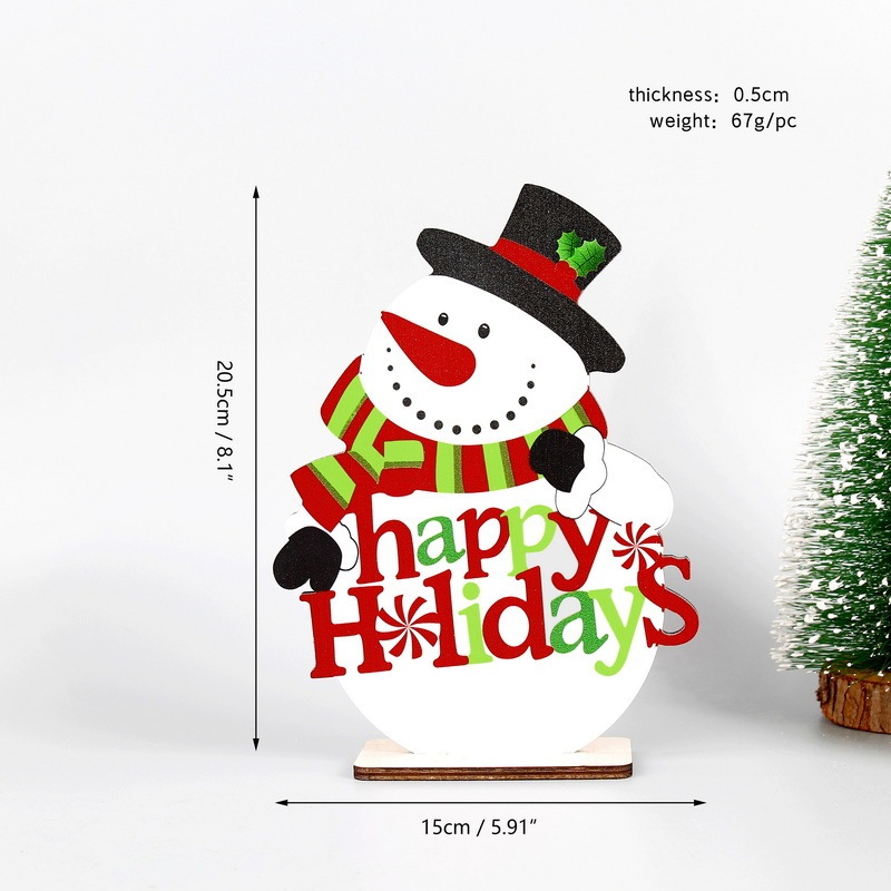 クリスマス装飾木製デスクトップ装飾品ダイニングショッピングモールショップウィンドウ木製工芸品カラフルな組み立てられた装飾品|undefined