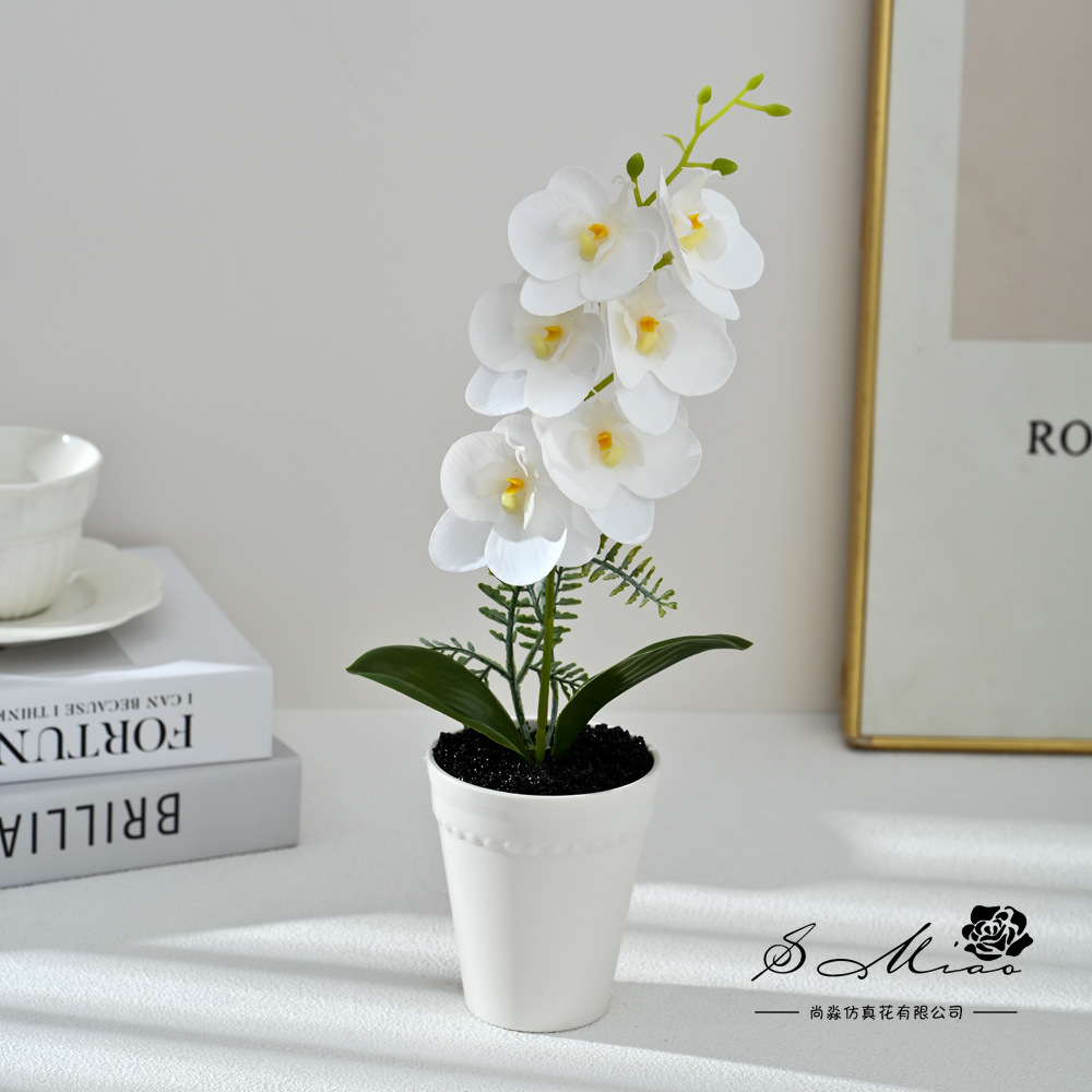 6 flores orquídeas mariposa pequeña simulación bonsai maceta creativa flores falsas decoración del hogar fotografía flores artificiales de boda