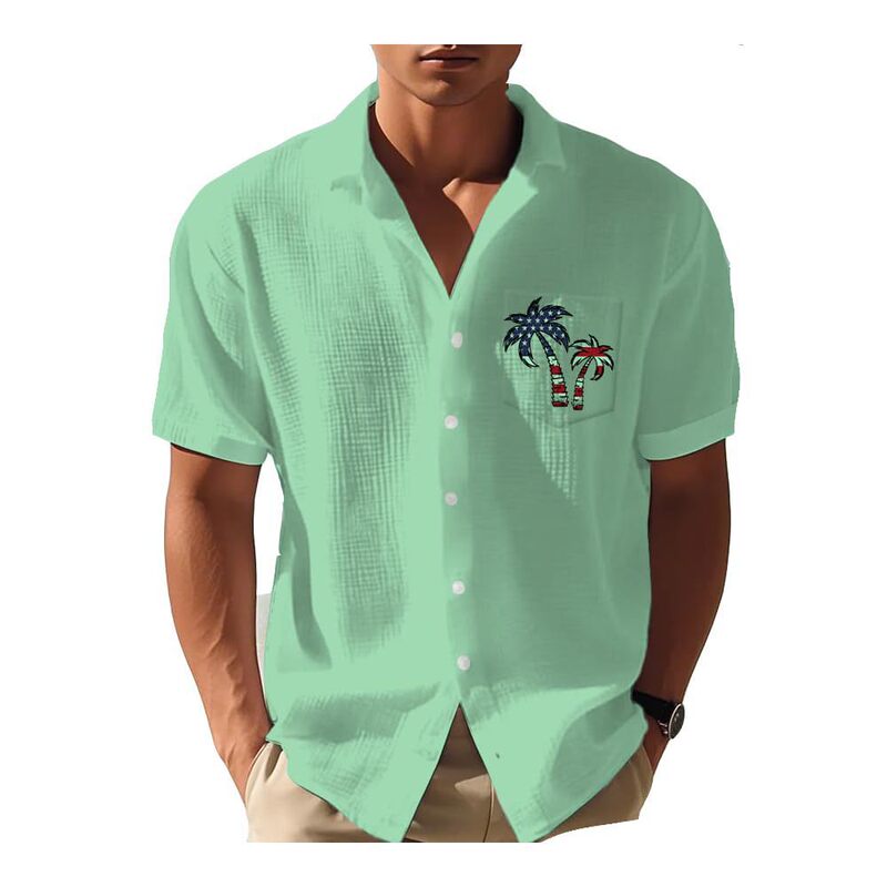 Foreign Trade 25 New Men's Fashion Hawaiian Style Digital Print Shirt Factory Direct Sale