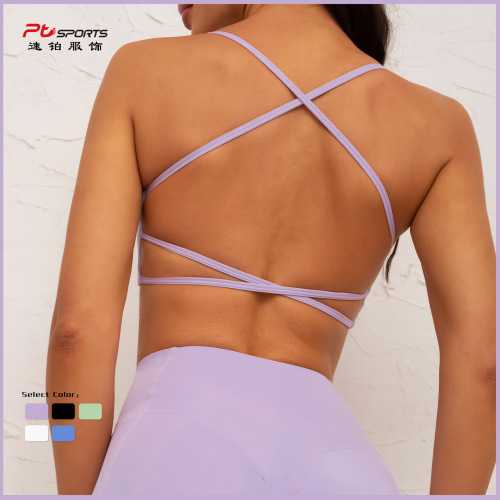 European and American new tight sports bra women's cross-style sexy spaghetti straps beautiful back wear fitness sports bra
