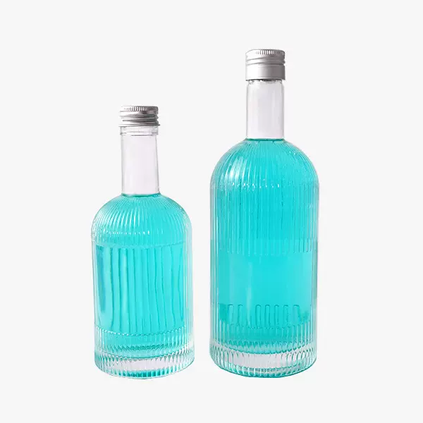 厂家批发竖条纹玻璃酒瓶大容量300ml500ml优质玻璃裸口饮料果酒瓶