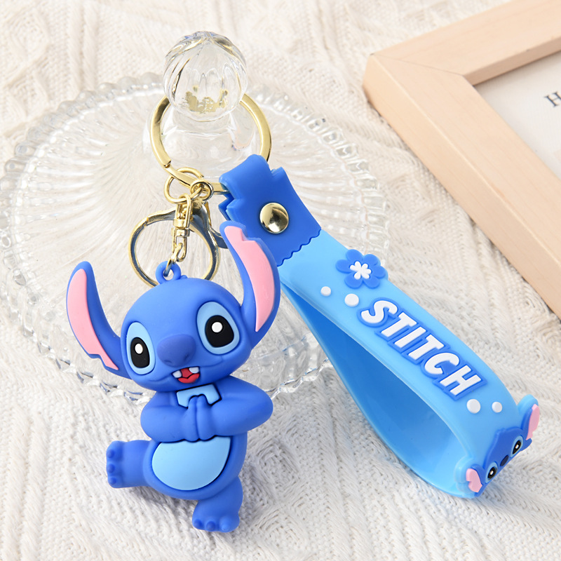 キーホルダーかわいいステッチキーホルダー人形ソフトプラスチック車漫画小さなギフトストリートステッチペンダント|undefined