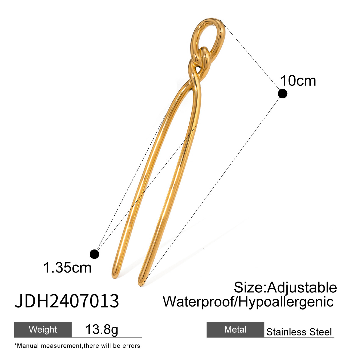 JEDING Europa y los Estados Unidos de alto nivel 18k oro acero inoxidable en forma de U pinzas de cabello en horquilla de cabello de alto nivel acero de titanio joyas para el cabello