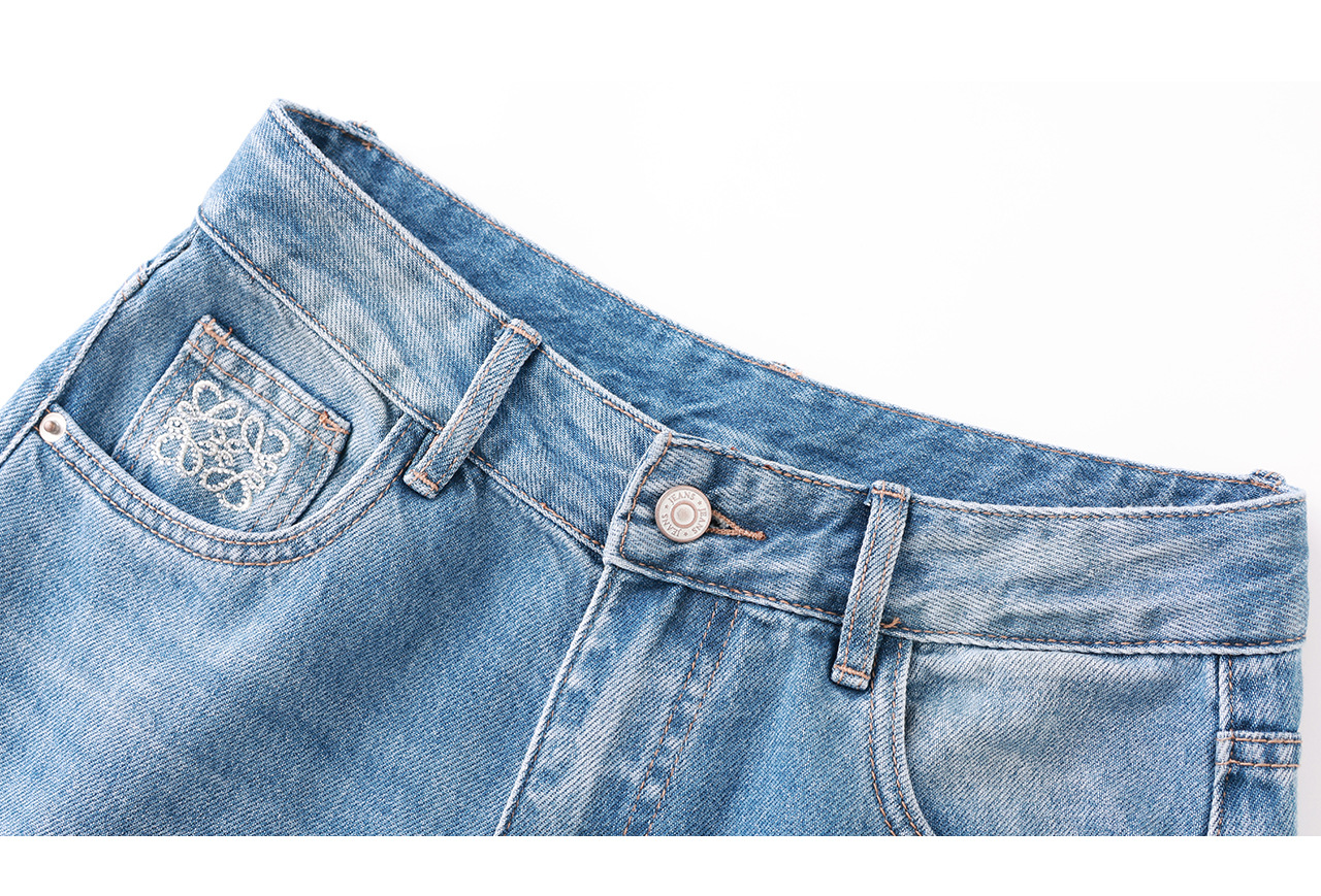 Quần jean ống rộng vải Tencel cotton phong cách retro, dáng suông rũ nhẹ mùa hè — xanh lam chi tiết 27