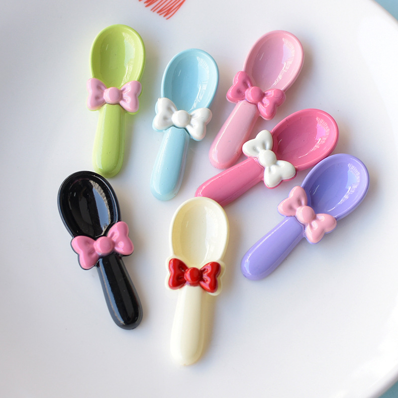 sweet cute spoon ornament accessories barrettes cream glue shoe buckle diy material pj233