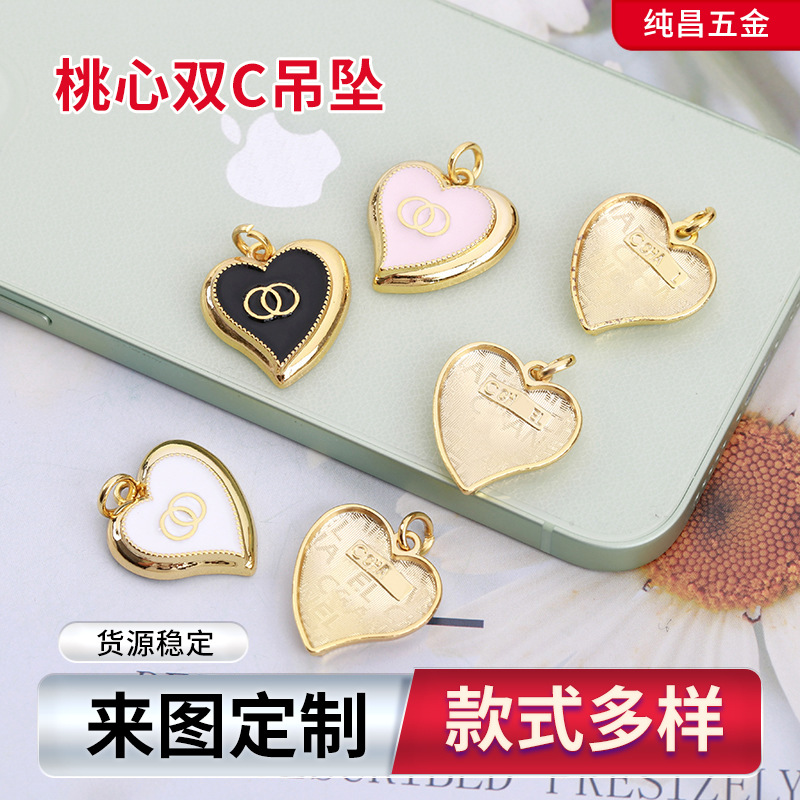 New Personality Heart Double C Pendant Jewelry Korea Dongdaemun Small Fragrant Style Accessories C Home Necklace Accessories Wholesale