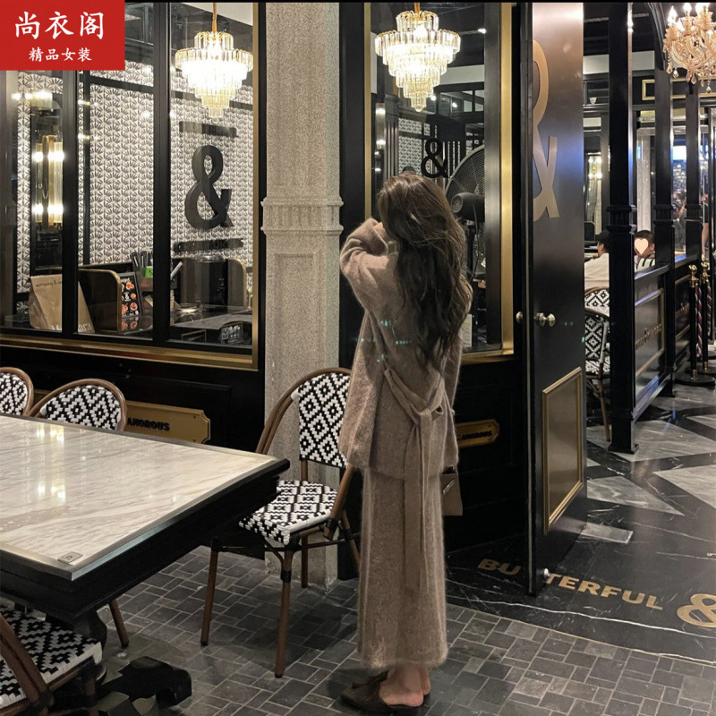 搭配一整套装女2025秋冬新款外套针织连衣裙宽松慵懒风长款两件套|undefined