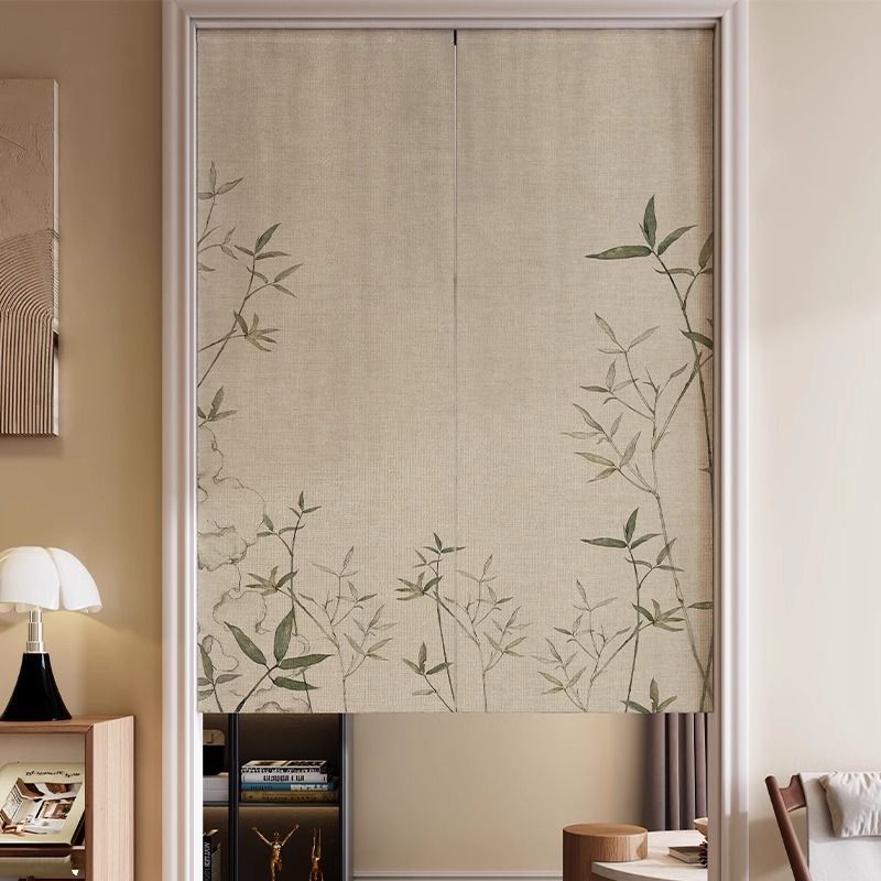 Chinese Style New Landscape Painting Door Curtain Half Curtain Punch-Free Bathroom Kitchen Blocking Curtain Bedroom Home Partition Curtain