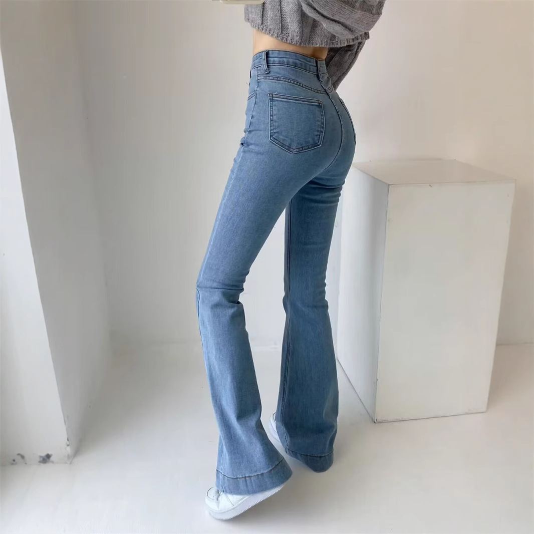YPFF Trendy Women's Autumn New European And American Style Fashion Washed High-Waisted Slim-Fit Butt-Lifting Slight_ecoleips.com