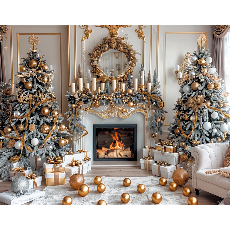 Tela de fondo de estudio de Navidad Actividades de Navidad Decoración de fiesta Tela de pared de fondo Escena de nieve de Navidad Tela colgante de fondo de foto