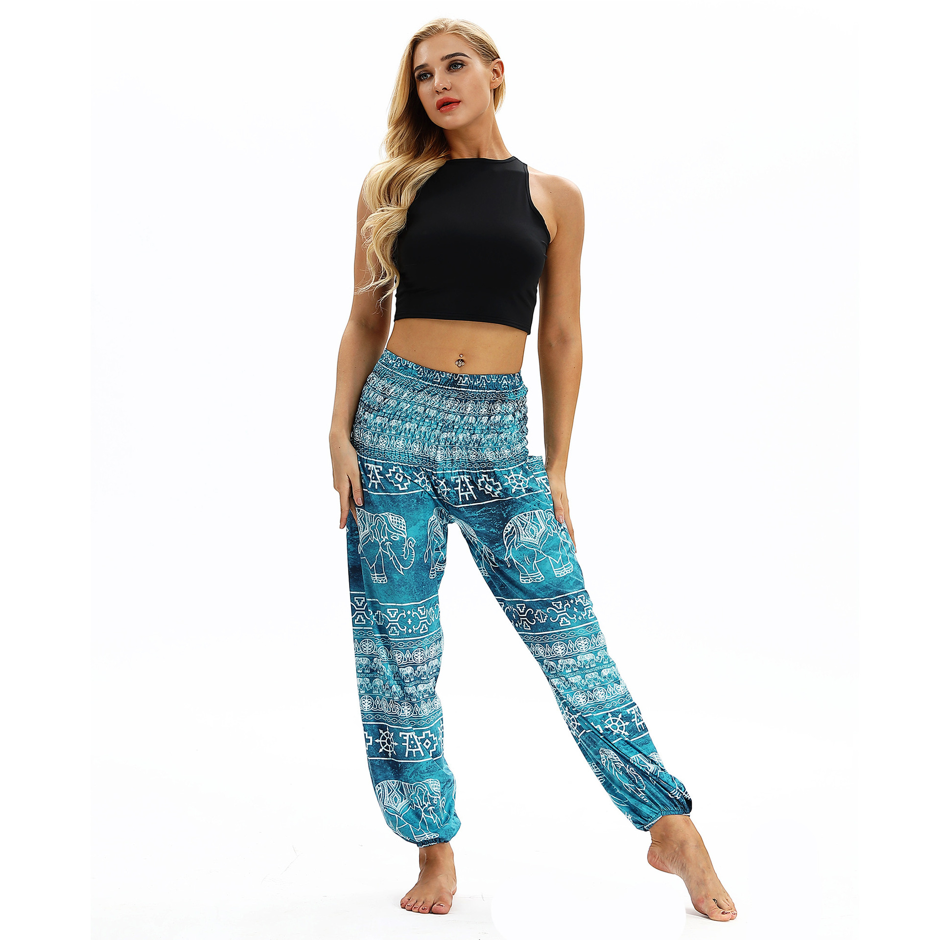 ethnic style printing loose yoga pants multicolors NSMID128675