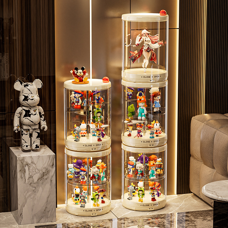 回転ブラインドボックスディスプレイボックスラブブフィギュアコレクションボックス防塵透明ビニール人形ラブブディスプレイキャビネット|undefined