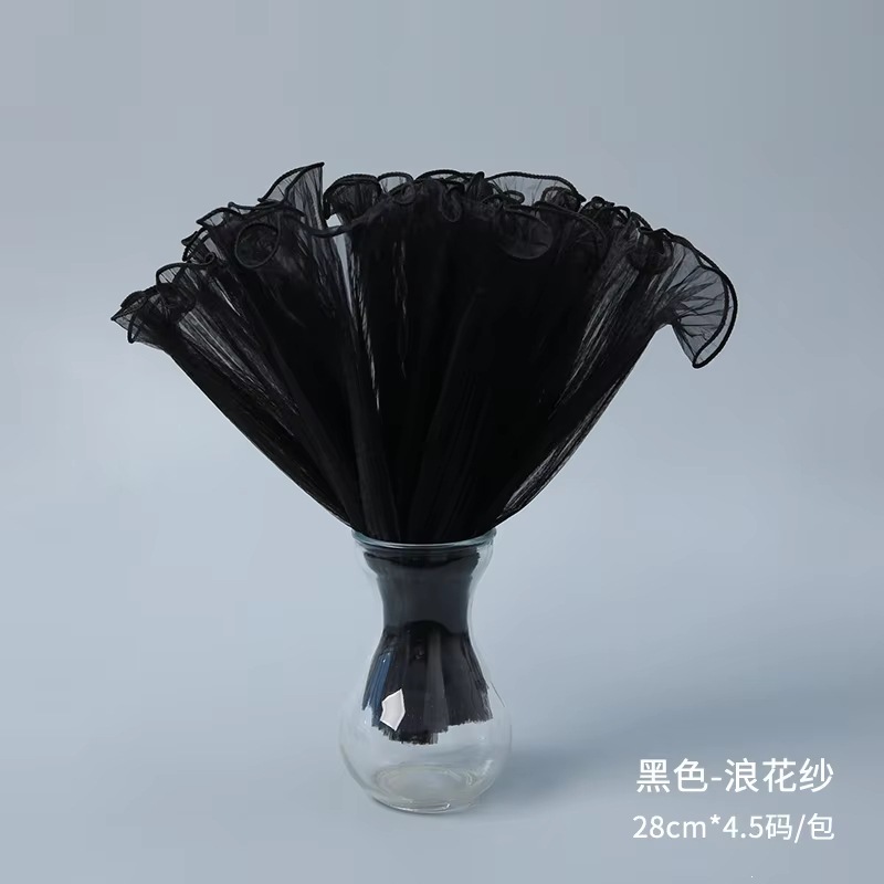 Wave Flower Wrapper Mesh White Pearl Edge Waterproofing Material de embalaje de ramo de flores